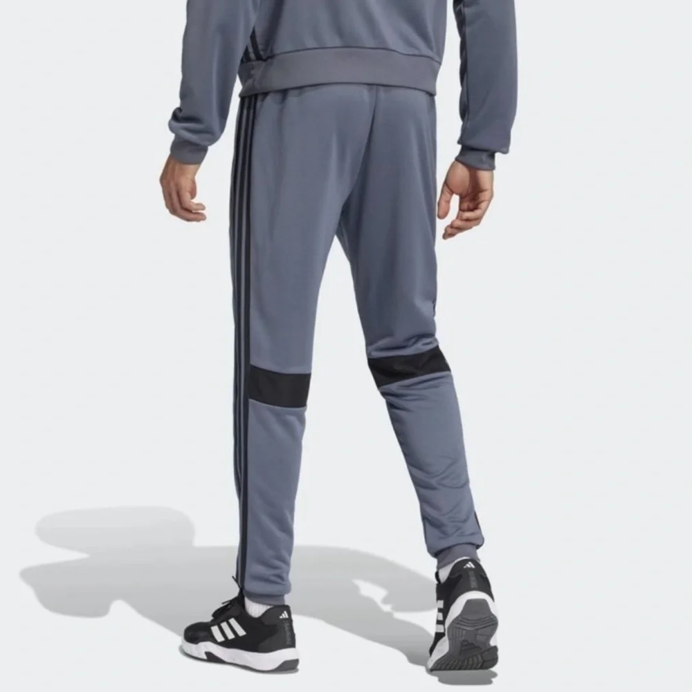 Adidas youth boys' 3-stripe active pants in grey with black stripes size L 14/16